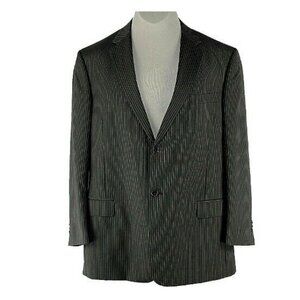 BCBG Attitude Sz 44R Black Tan Pinstriped 100% Wool Lined 6 Pocket Blazer